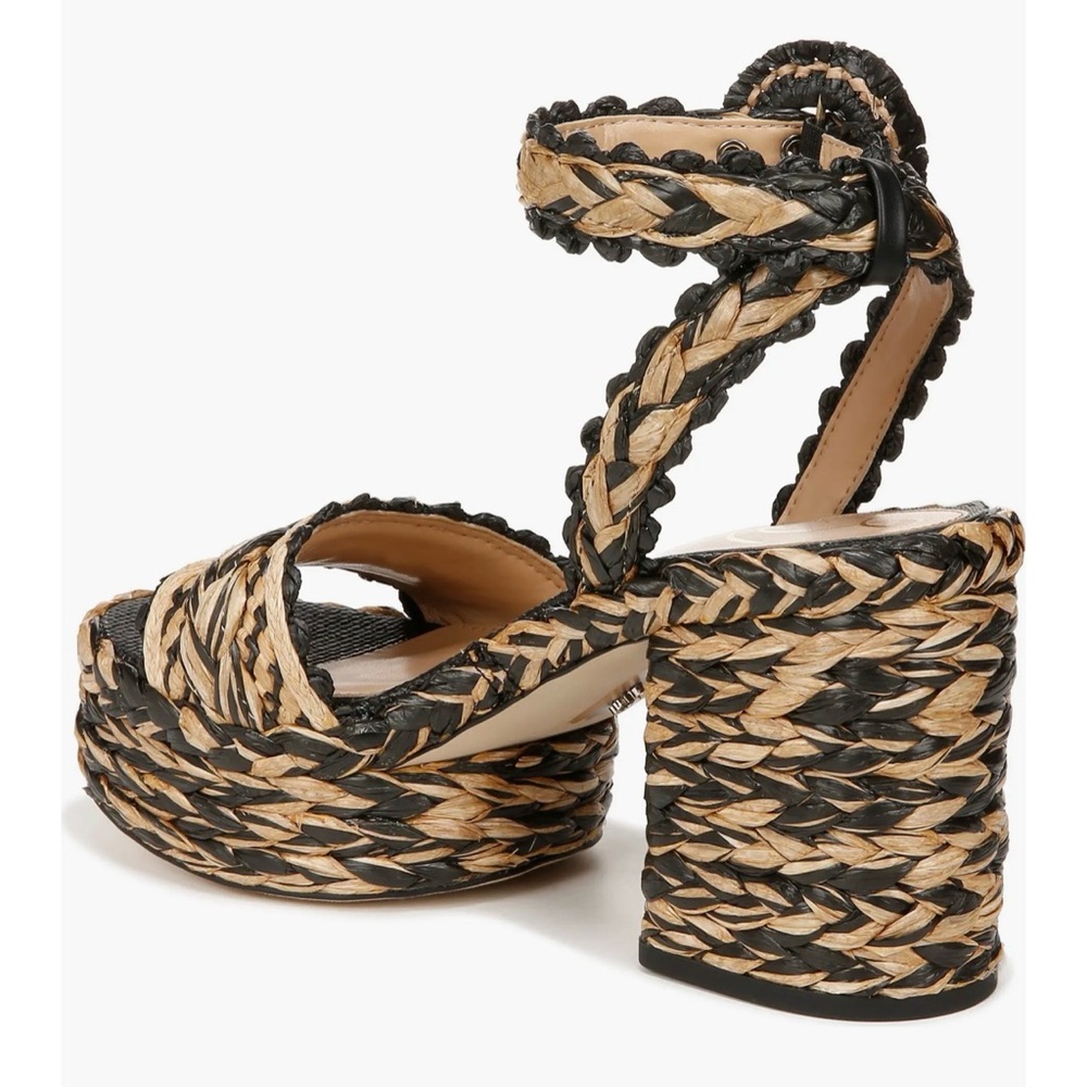 Sam Edelman Iliana Woven Platform Ankle-Strap Sandals Black & Natural Size 9.5 - Picture 5 of 12